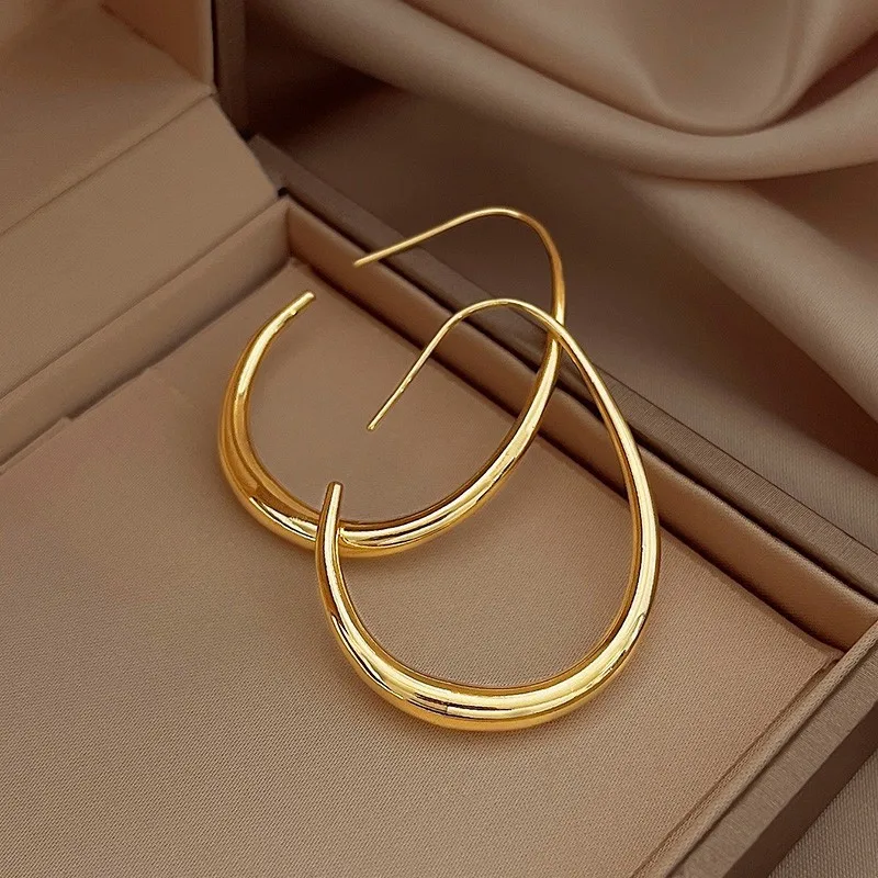 Gran oferta de pendientes de aro ovalados geométricos con aguja de plata 925 para mujer, pendientes de diseño Simple, joyería para fiesta y boda eh2008