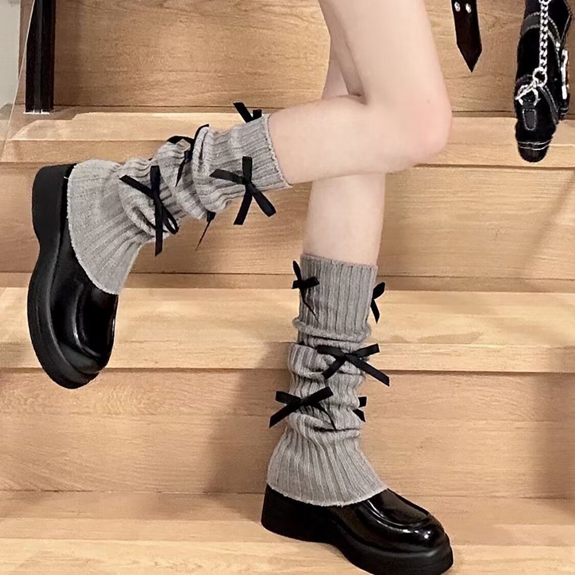 Y2K Warm houden Beenhoezen Strik Gebreide beenwarmers Dikke enkelwarmer Vrouw