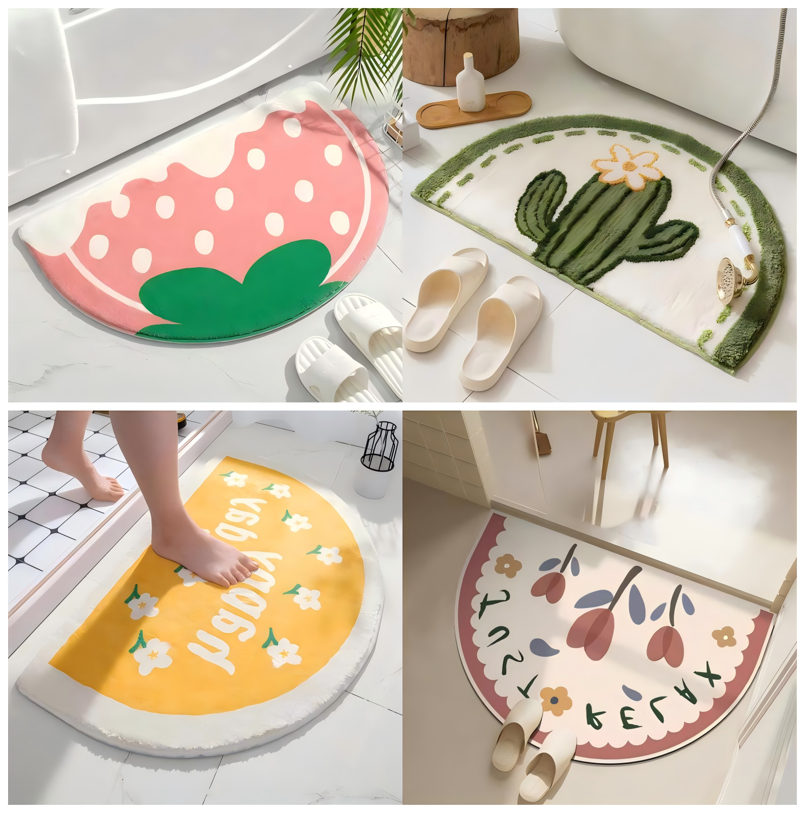 VIKAMA Cartoon Bathroom Non-slip Floor Mats Entrance Faux Cashmere Floor Rug Bedroom Bathroom Non-slip Floor Mat Home Decoration