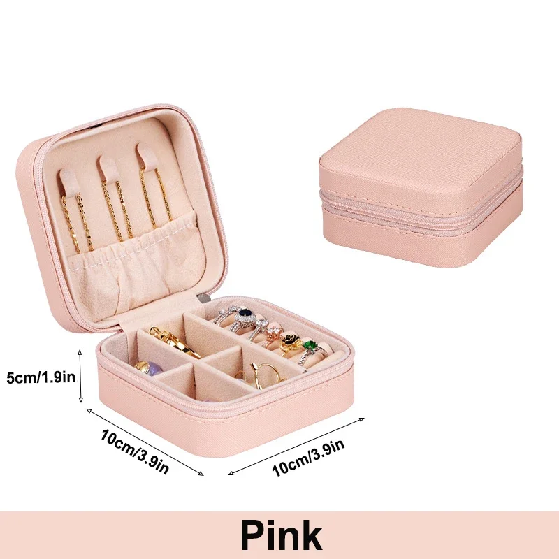Wunionup Mini custodia da viaggio portatile per gioielli Scatola portaoggetti in pelle PU Portaoggetti per gioielli per ragazze Orecchini, collane da donna