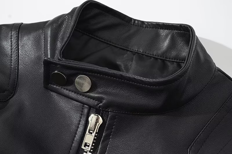 Jaqueta de Couro PU com Gola Alta e Manga Longa Estilo Streetwear Casaco Curto F Personalidade Irregular Nova Chegada ...