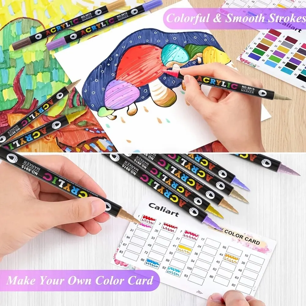 Double Headed สีอะคริลิค MARKER ปากกา,สี Art Graffiti ปากกา,กันน้ํา,ทึบแสง, น้ํา Soft Headed ปากกา