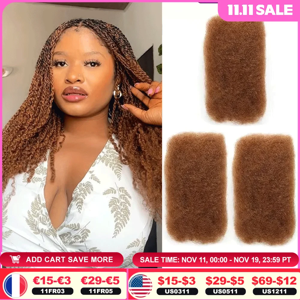 100% cheveux humains crépus en vrac pour tressage naturel Mini torsion Look QVR Afro crépus cheveux humains en vrac Dreadlock Loks réparation
