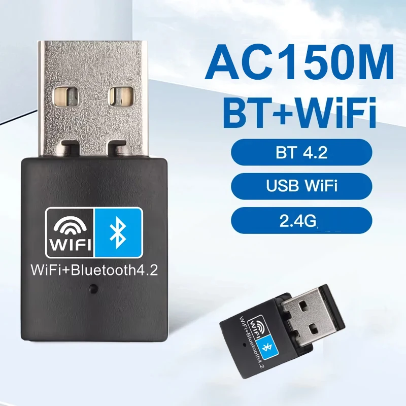 Tarjeta de red WiFi 2,4G, adaptador USB WiFi Bluetooth de 150Mbps, Dongle 2 en 1, receptor Wlan inalámbrico, controlador gratuito para PC, portátil, WIN 8/10