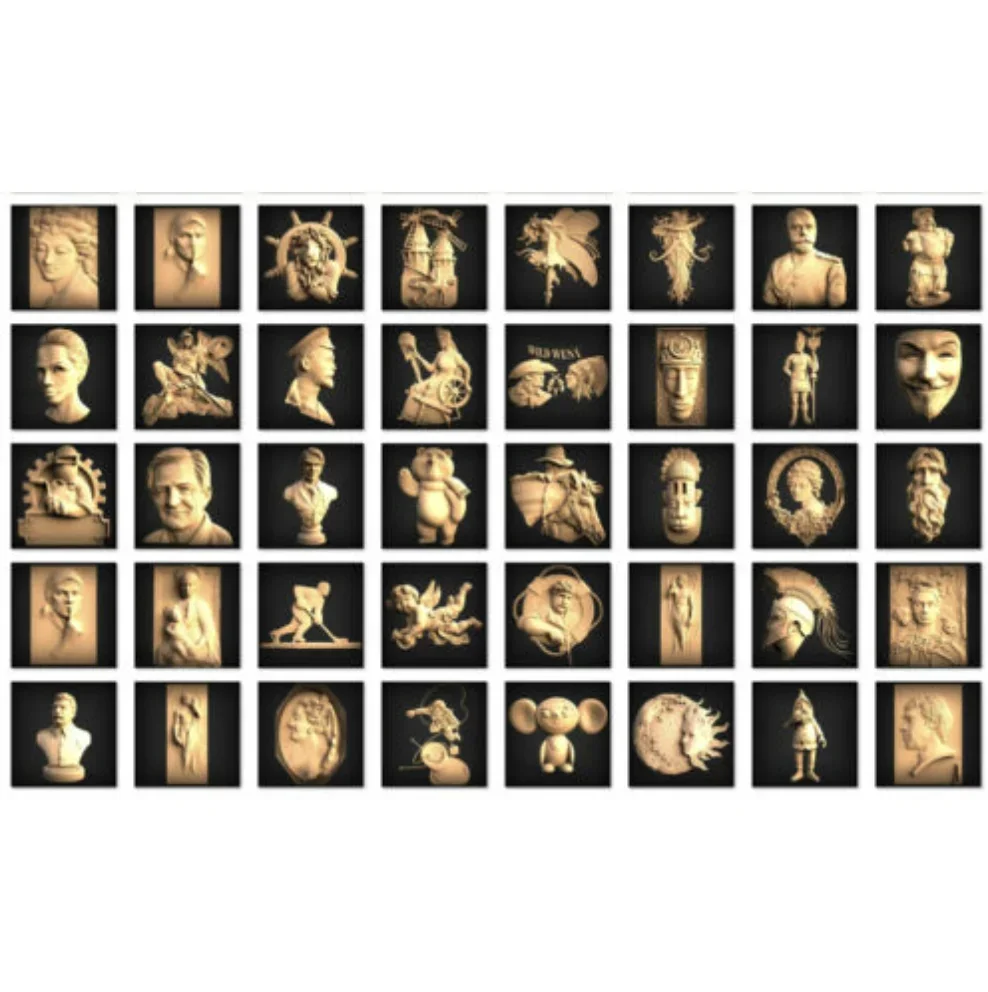 CHARACTERS COLLECTION - More Than 140+ 3D STL Models Relief Engraving Files for CNC Routers 3d printers