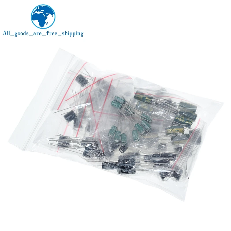 TZT 120pcs 12 value kit 1uF-470uF Electrolytic Capacitor Package 1UF 2.2UF 3.3UF 4.7UF 10UF 22UF 33UF 47UF 100UF 220UF