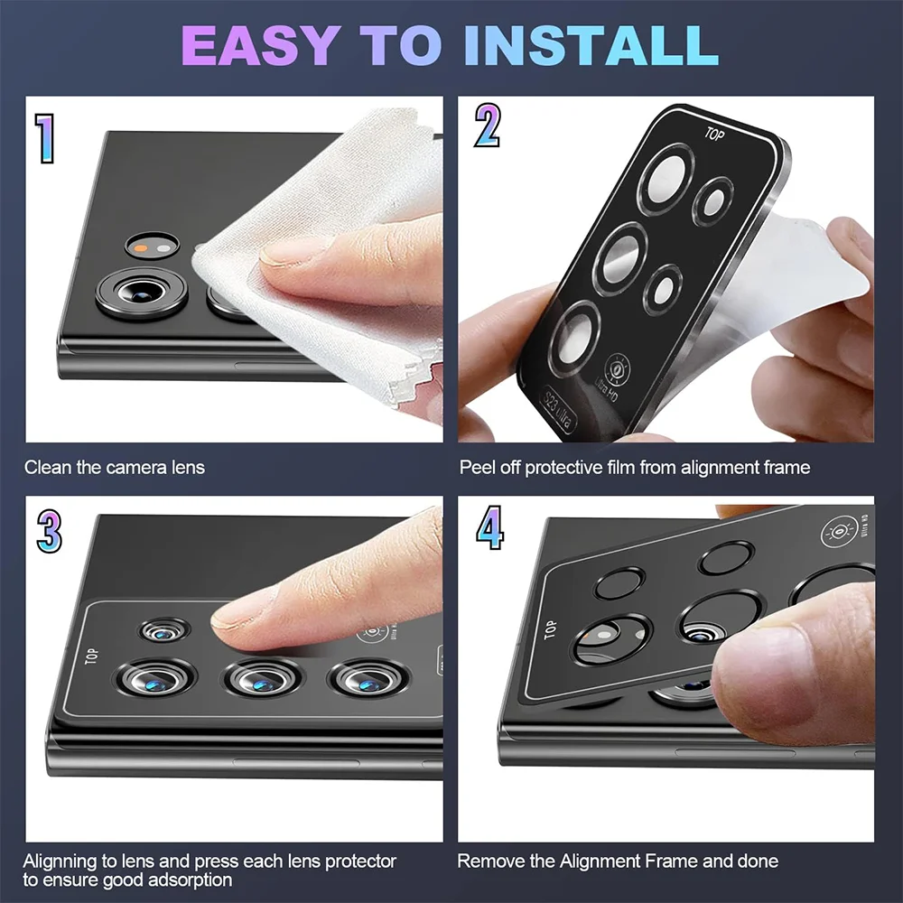 Kamera Metall Objektiv Ring Glas Fall Für Samsung Galaxy S22 S23 Ultra S24 Plus S25 Ultra Kamera Objektiv Screen Protector Objektiv Abdeckung