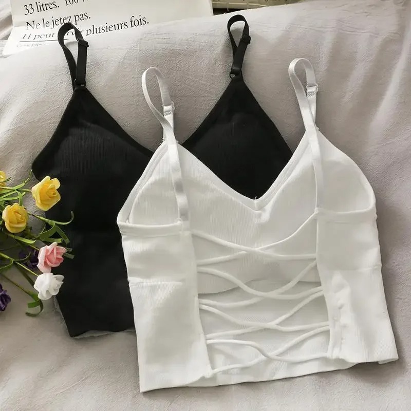 Mulheres topos sexy regata feminina construído em sutiã cor sólida camis para mulher topo de colheita fora do ombro sem mangas camisola 2024 novo
