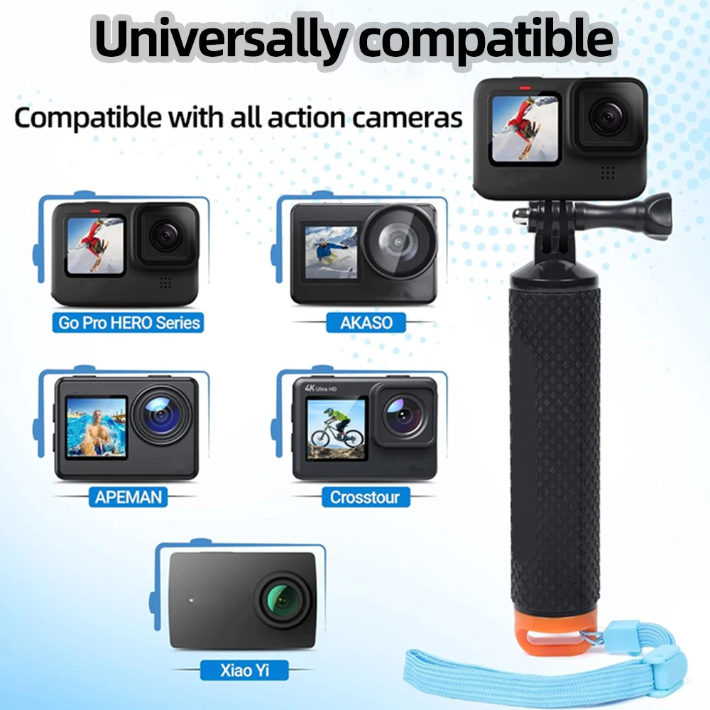 Floating Hand Grip Waterproof Handle Selfie Stick for GoPro Hero 13 12 11 10 9 8 7 5 Insta360 SJCAM AKASO DJI OSMO Action Camera