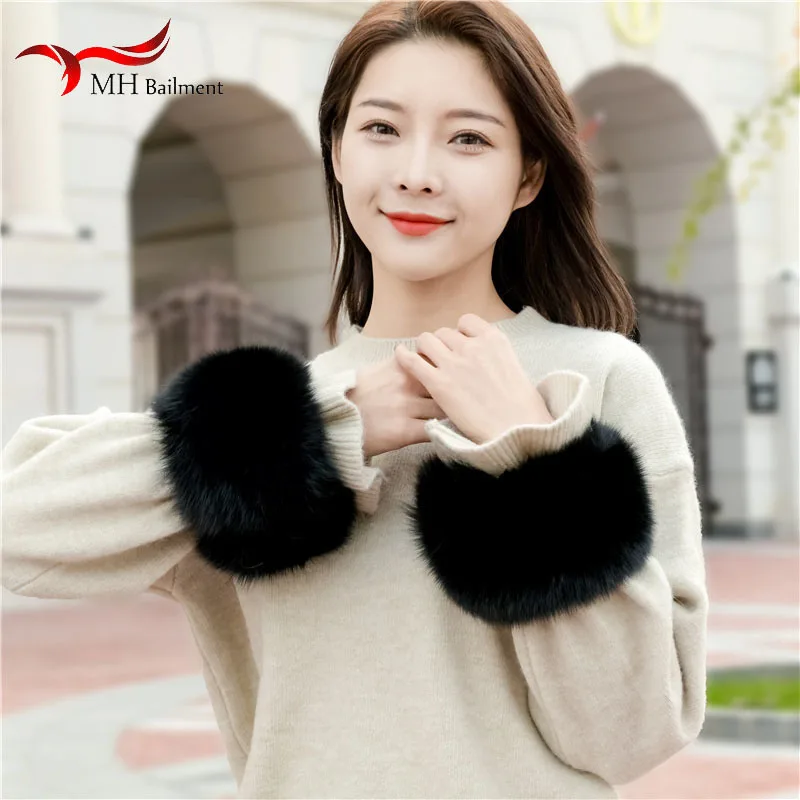 Cáo Lông Thú Vòng Bít Chính Hãng Fox Lông Thú Đeo Cánh Tay Ấm Vòng Tay Nữ Thật Lông Dây Đeo Găng Tay Gấu Trúc Lông Thú Vòng Bít