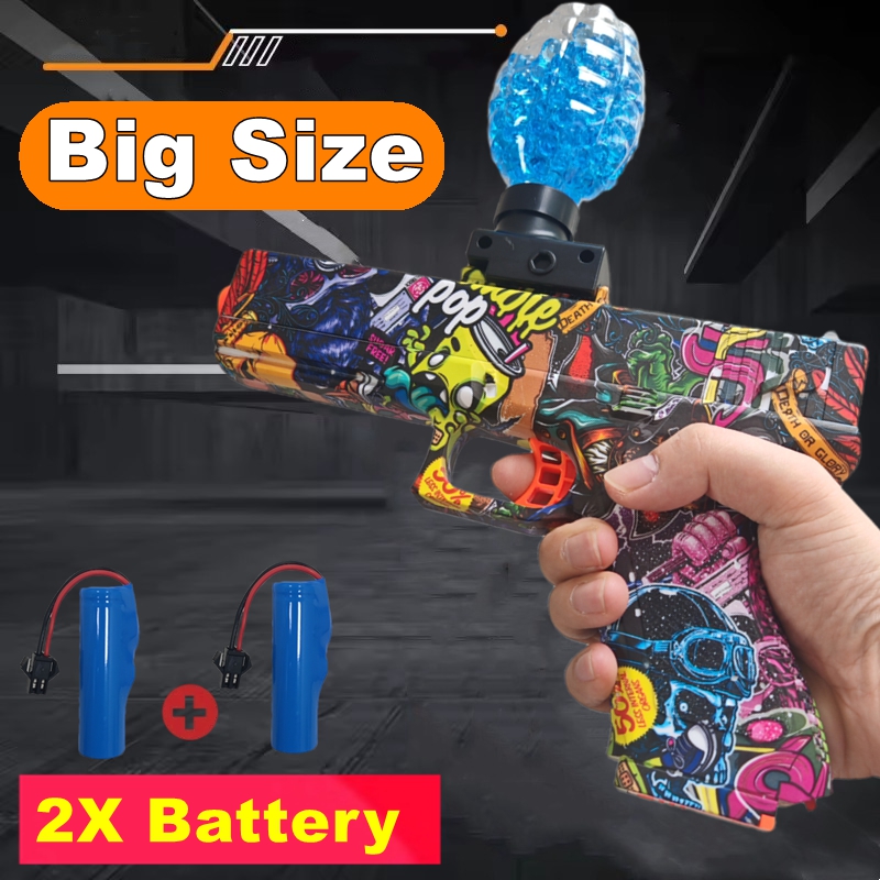 3.7V 전동 젤 볼 장난감 총 완전 자동 젤 건 블래스터 부모-자녀 야외 사격 게임 어린이 선물 (총알 제외)