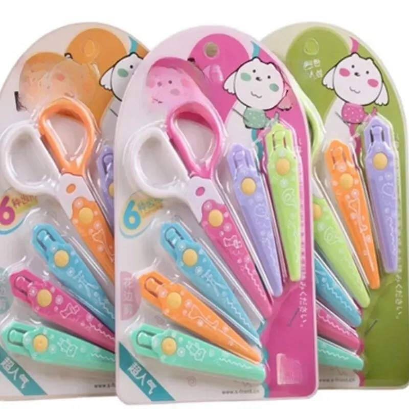 Creative And Cute Lace Scissors Can Be Changed Into 6-head Child Safety Diy Pattern Paper Cuttings Card Tool