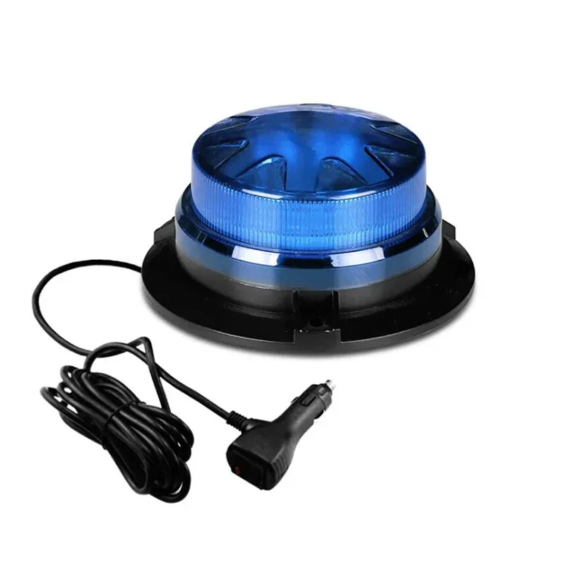 Nueva luz LED estroboscópica intermitente giratoria, lámpara de advertencia de emergencia azul para camión de bomberos, indicador de 12-24V, luces de baliza de señal magnética para