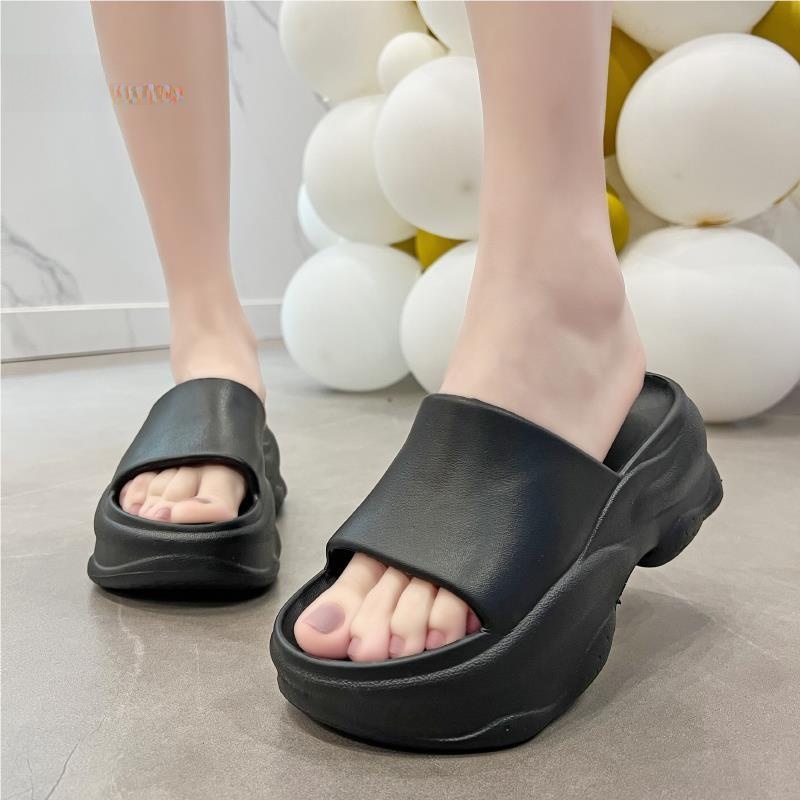 Thick Heel Slippers Women's Summer Fashion Outdoor Wear Soft Bottom High Heels Business Sle Striped Pattern Gift Box Packaged