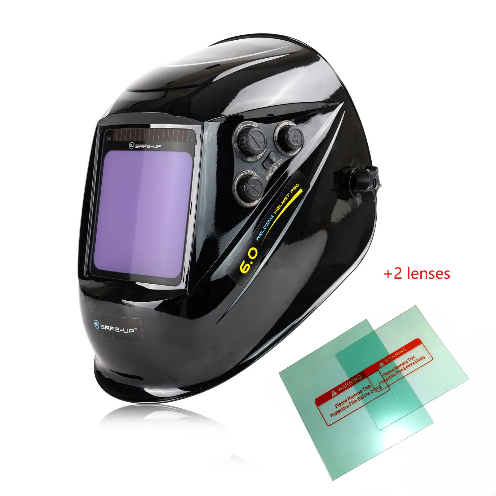หน้ากากเชื่อม 1/1/1/1 Auto Darkening หมวกกันน็อกเชื่อมขนาดใหญ่ดู 3.93x3.81 นิ้ว True สี 4 เซ็นเซอร์สําหรับ MIG MAG MMA เครื่องเชื่อมเครื่อง