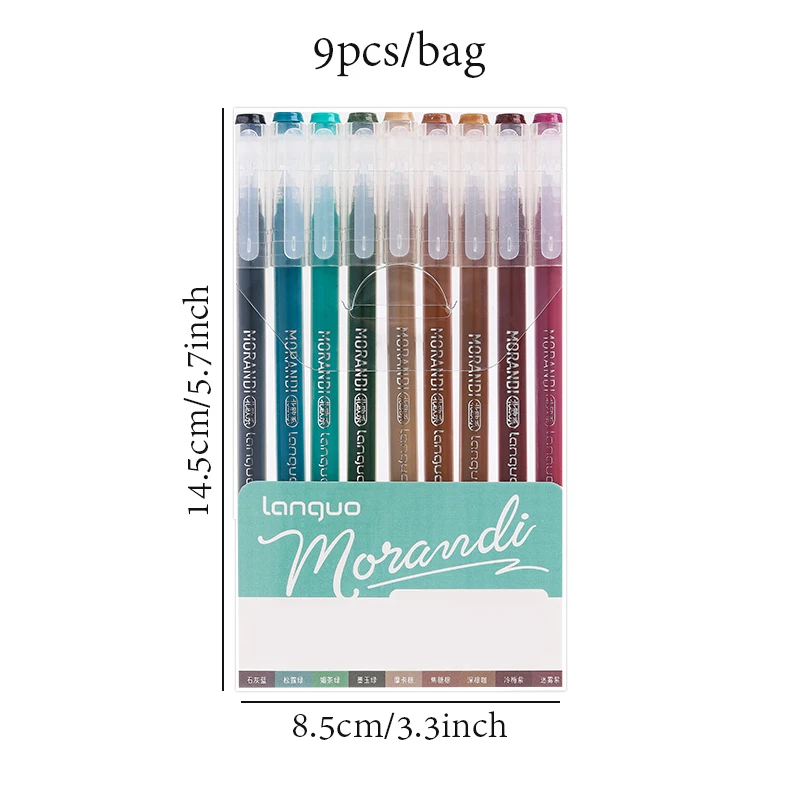 13Style 9 pz/set Penna Multi-Color Manuale a Colori di Grande Capacità Set di Penne Morandi Color Student Marker Pen