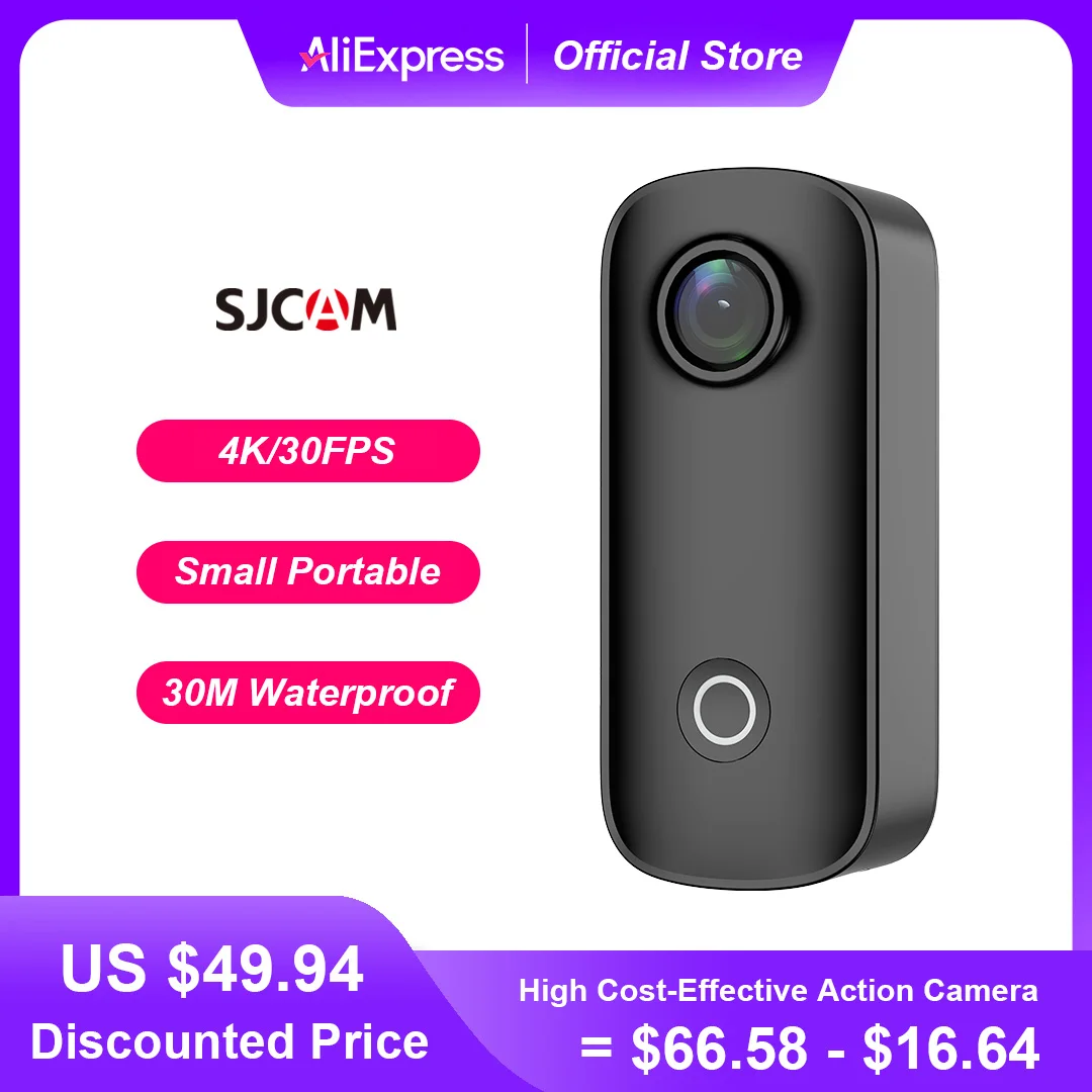Cámara de acción SJCAM C100 Plus 4K 30M impermeable 2,4G WiFi acción deporte cámara de acción EIS casco de bicicleta motocicletas
