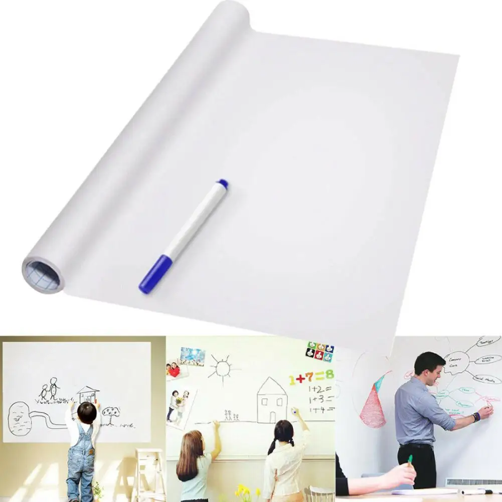 45*200cm Whiteboard Sticker Waterproof Wallpaper Remind Message Boards White Board Whiteboard With Pen Kid Graffiti Home Decor