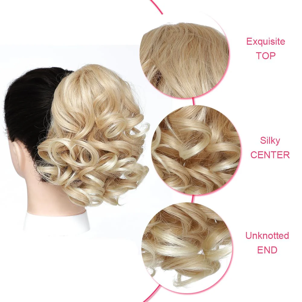 Grampo sintético curto dos extensões do rabo de cavalo do cordão encaracolado em extensões do cabelo elegante para o uso diário