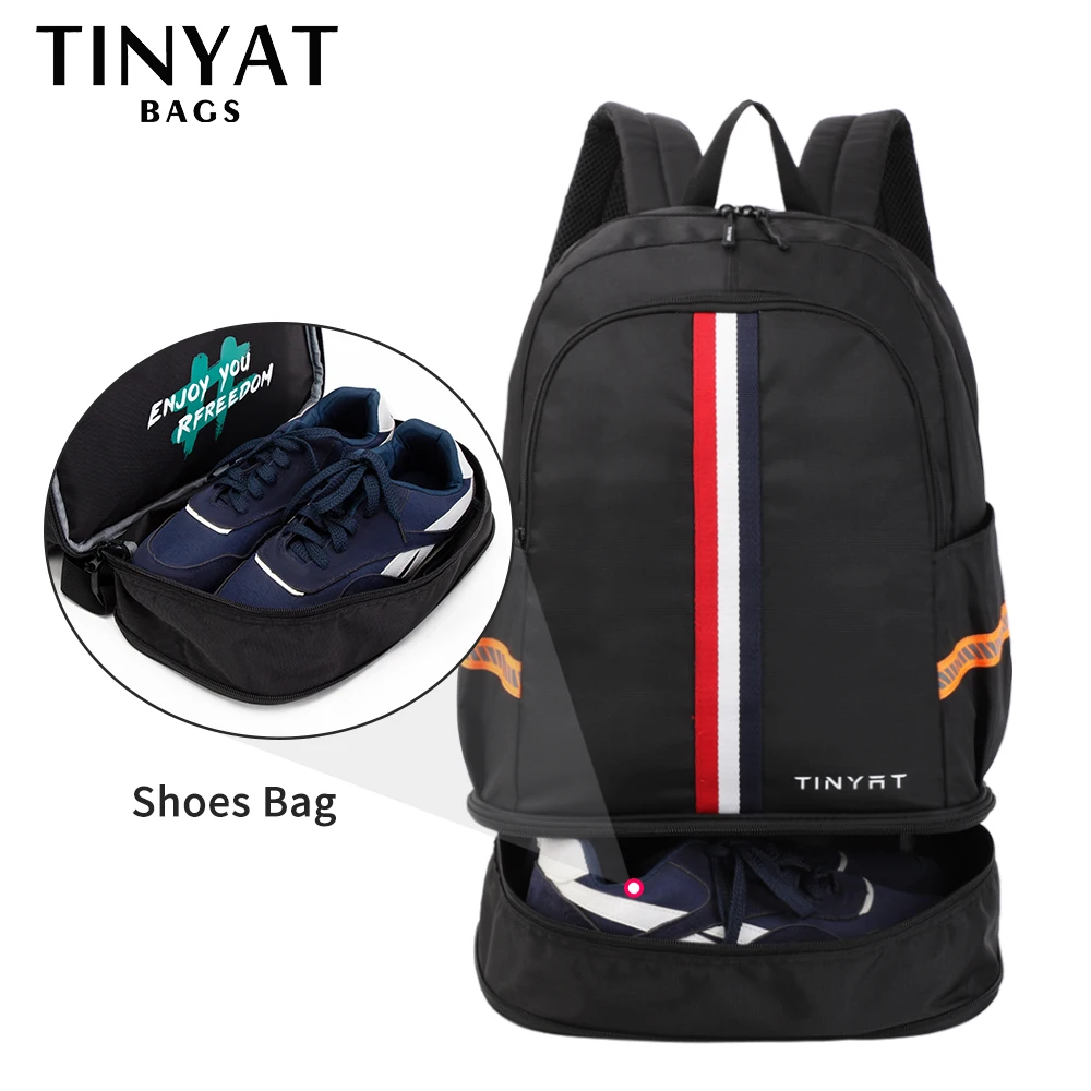 Mochila deportiva TINYAT, bolso impermeable para mujer, bolso de vuelta a la escuela, mochila de viaje plegable para hombre con almacenamiento de zapatos para gimnasio