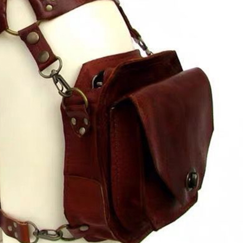 Riñonera Steampunk piel sintética, riñonera para motocicleta, cartera para mujer
