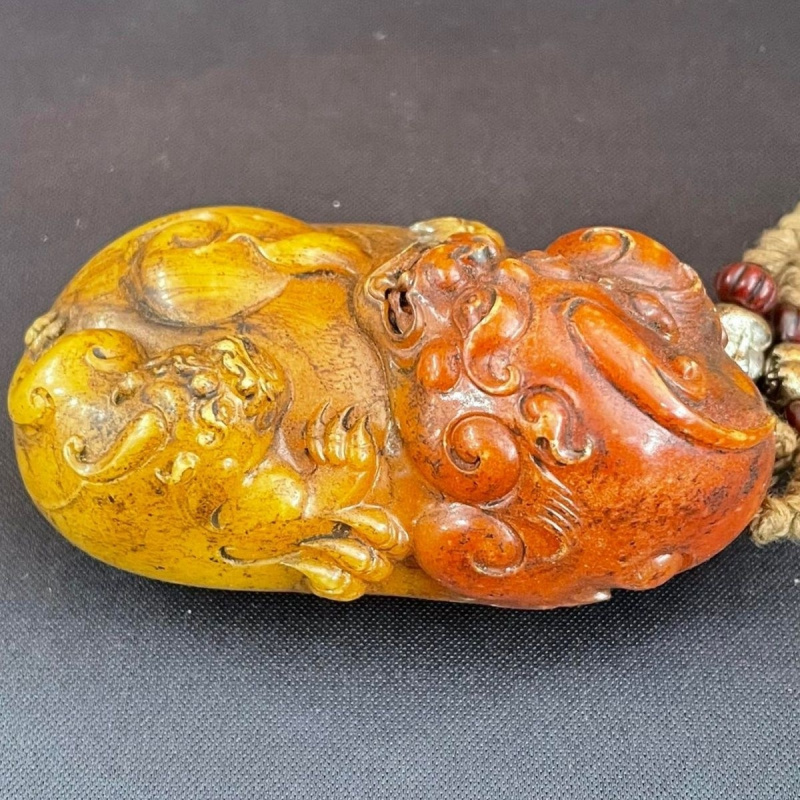 アンティーク雑貨寿山石古い緑青獣文鎮貔貅手持ち飾り吊り下げ装飾ギフトコレクション1