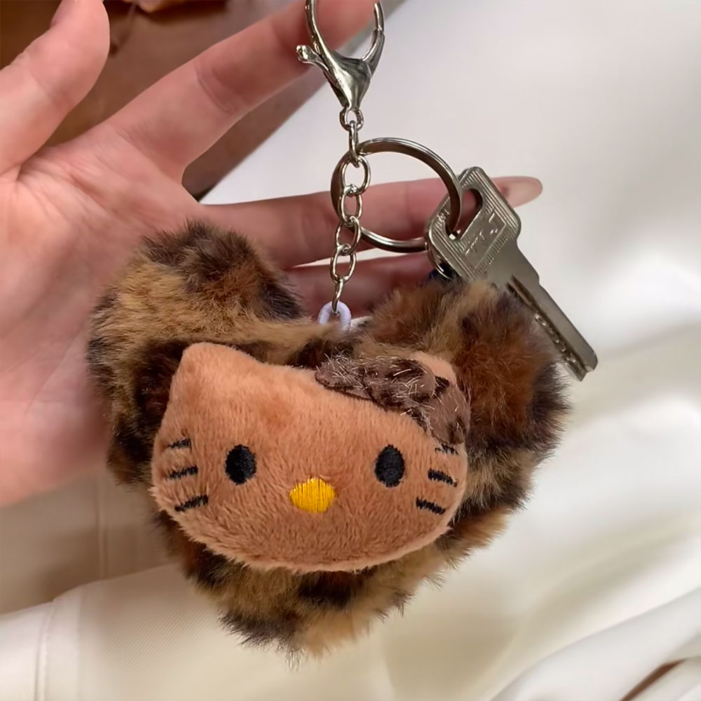Hellokitty retro leopardo boneca pingente sanrio kawaii anime brinquedo chaveiros dos desenhos animados moda saco acessórios chaveiros presentes de natal