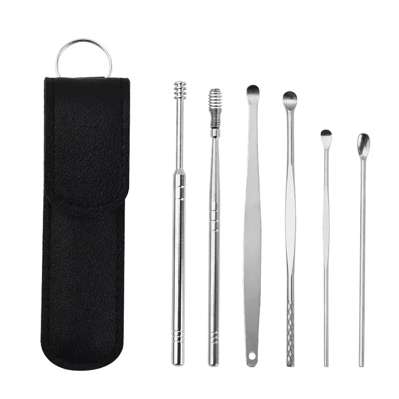 Oorsmeer Remover Oorreiniger Wax Removal Tool Earpick Sticks Curette Oor Pick Schoonmaken Oorreiniger Lepel Gezondheidszorg Earpick 6PCS