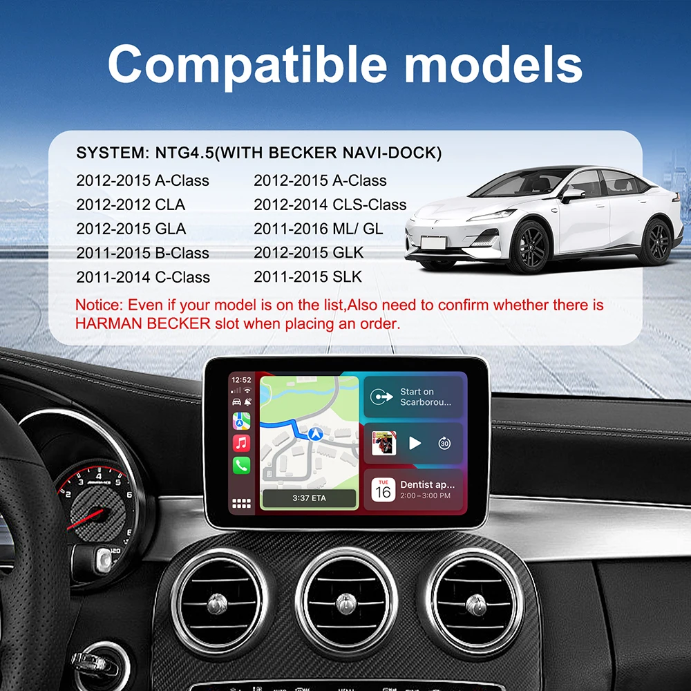Draadloze Carplay Geschikt Voor Mercedes Benz A B C E CLA GLA GLK ML Sprinter NTG4.5 Becker Module Android Auto Navigatie