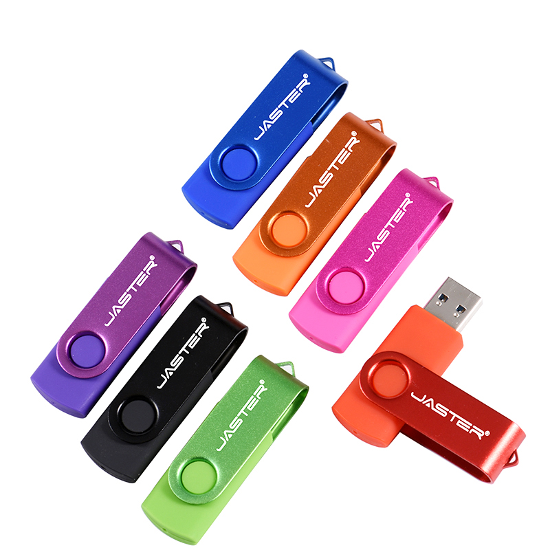 JASTER OTG giratório 360 ° Unidade flash USB 64GB Pen Drives Memory Stick 32GB Presentes Chaveiro U Disk 16GB 8GB 4GB