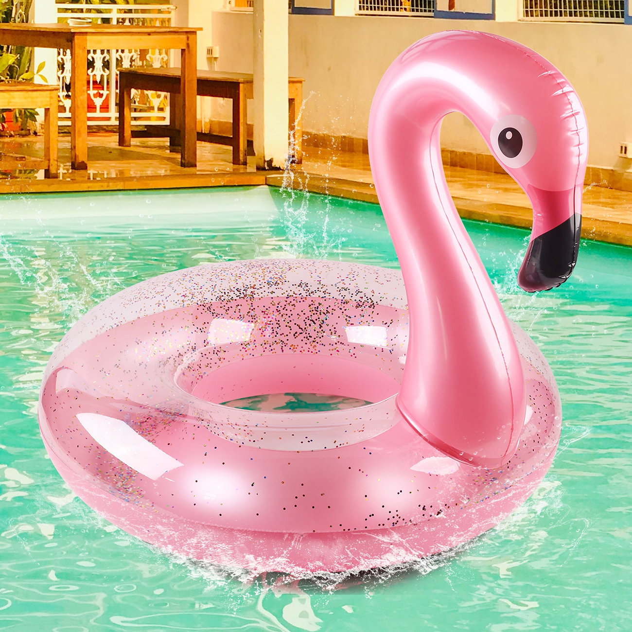 Flamingo Pool Float - Fun Beach Floaties, opblaasbare zwembadbuizen Feestspeelgoed Zomerzwembadvlotligstoel voor volwassenen en kinderen