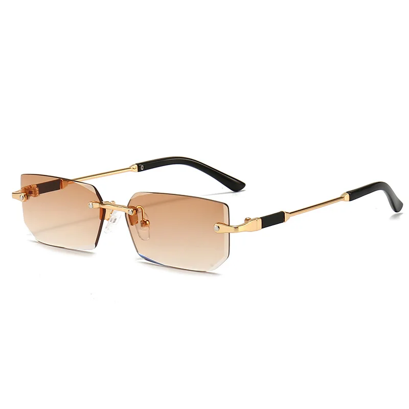 Moda sem aro retângulo óculos de sol populares mulheres homens tons pequenos quadrados óculos de sol para feminino masculino verão viajar oculos