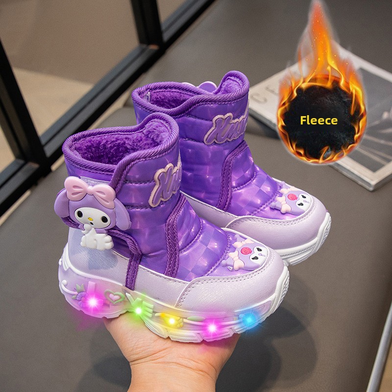 Sanrio crianças botas de neve meninas botas de princesa bonito melodia antiderrapante engrossar sapatos de algodão do bebê botas de desenho animado macio