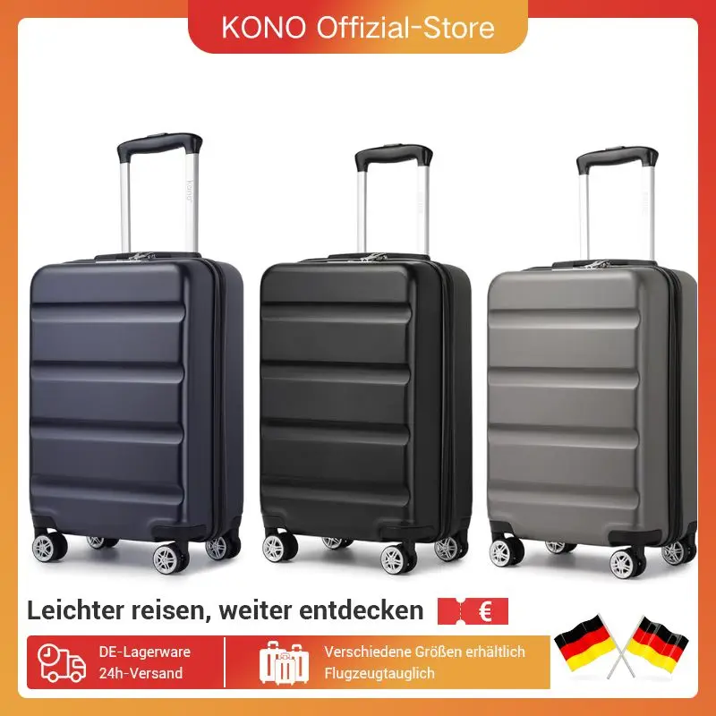 KONO Handgepäck-Koffer – Leichter Hartschalenkoffer mit TSA-Schloss & 4 Spinnerrollen, kabinentauglich (55/65/75cm)