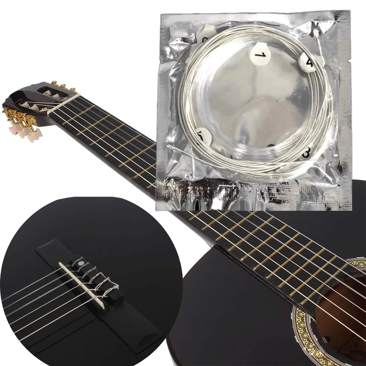 Miwayer 1 juego/6 uds cuerdas de guitarra clásica chapado guitarra clásica súper ligera cuerdas plateadas de nailon transparente cobre Chapado en plata