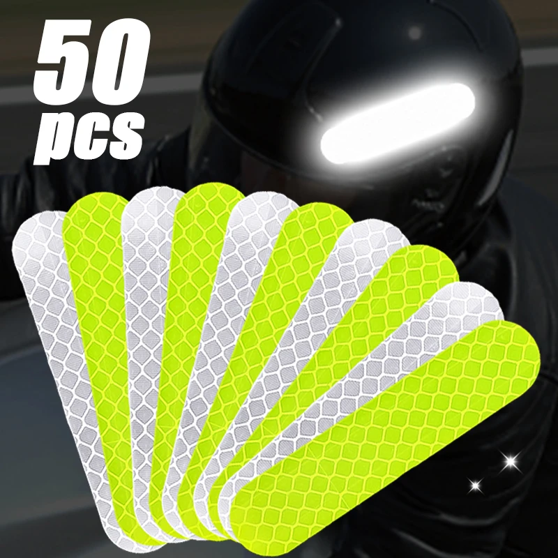 Pegatinas reflectantes de advertencia para casco, accesorios de conducción de seguridad nocturna, pegatinas decorativas fluorescentes, calcomanía para bicicleta, motocicleta y coche