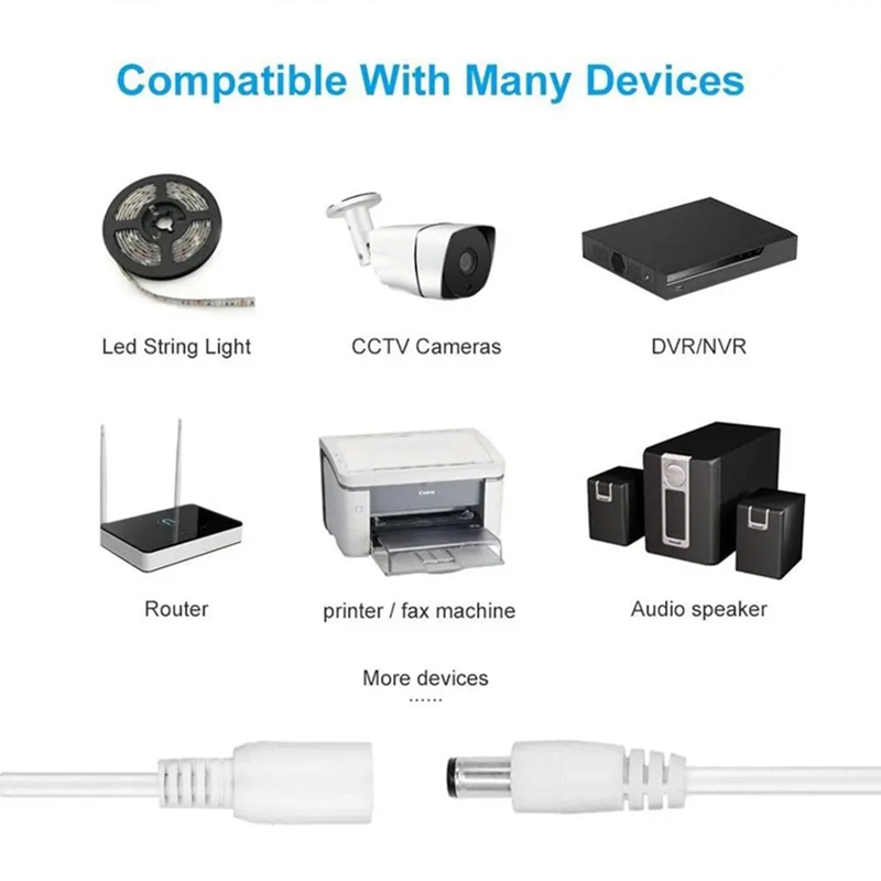 Koper DC Power Verlengkabel 12V Wit 3M/5M/10M/15M/20M/30M/50M Extender Cord 2.1x5.5mm Vrouw naar Man Voor LED Strip Camera