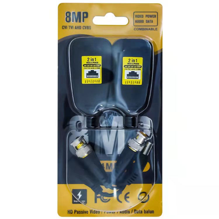 1 คู่ BNC To RJ45 Passive Video Power + Audio Balun Transceiver สําหรับกล้องวงจรปิด 8MP CVBS AHD CVI TVI UTP Balun