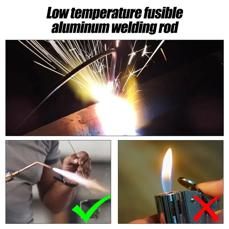 10-200 pz Bacchette per Saldatura in Alluminio Hai bisogno di Strumenti per Polvere di Saldatura Fori di Riparazione del Filo di Saldatura Argento Universale A Bassa Temperatura Facile da Fusione