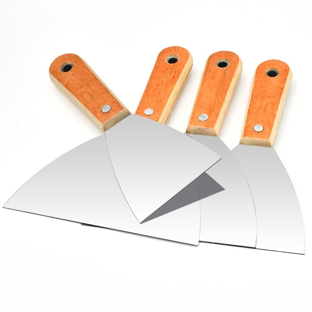 Stainless Steel Cleaning Scraper Wood Handle Surfaces Paint Tools Lay Plaster Materials Non-slip Handle Cleaning Trowel