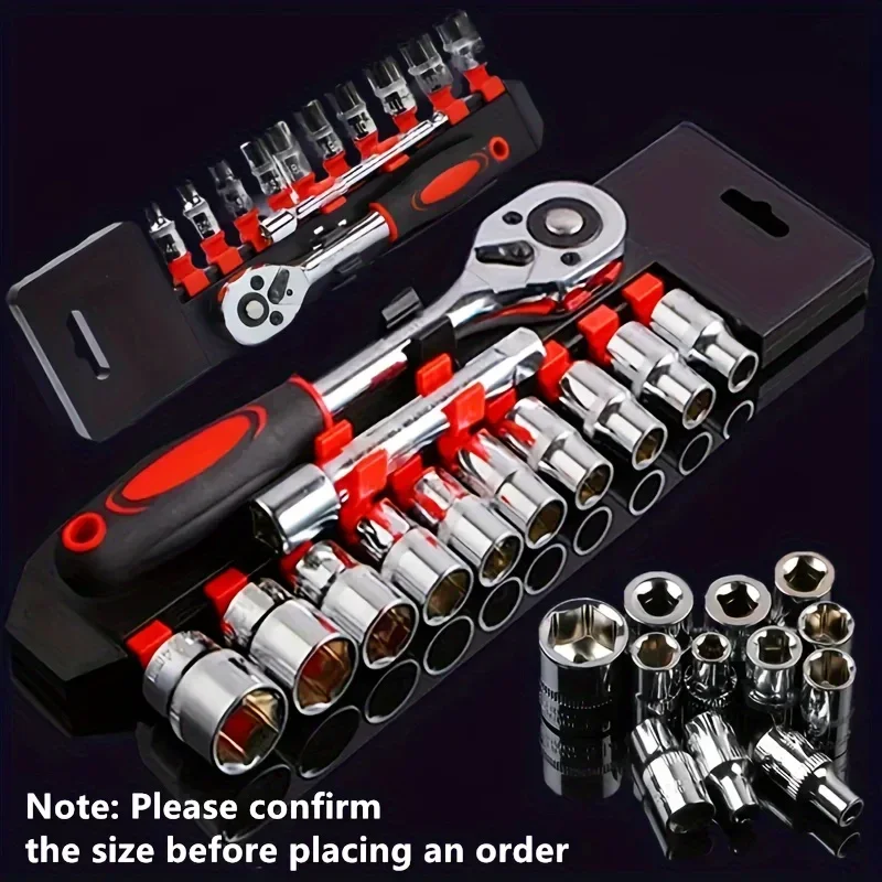 Juego de llaves de mango de trinquete de 12 piezas, Kit de llaves con varilla de extensión y 10 enchufes comunes, herramientas manuales de reparación de automóviles, 1/4, 3/8, 1/2