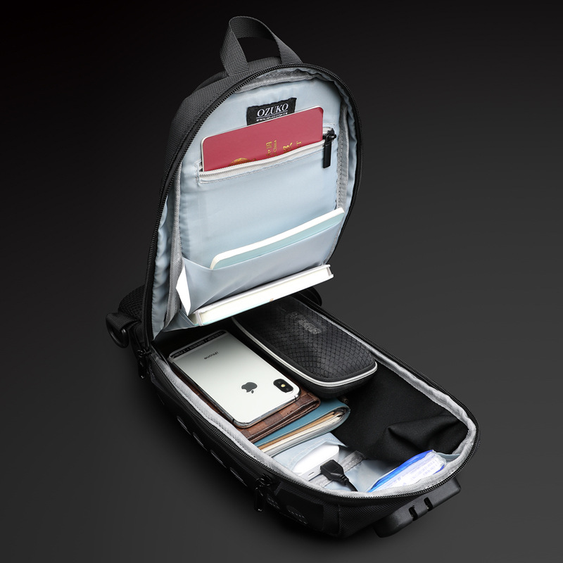OZUKO Mode Neue Männer Brust Tasche Multifunktions Anti-diebstahl Brust Pack Männlichen Wasserdichte Sling Messenger Taschen USB Herren Umhängetasche