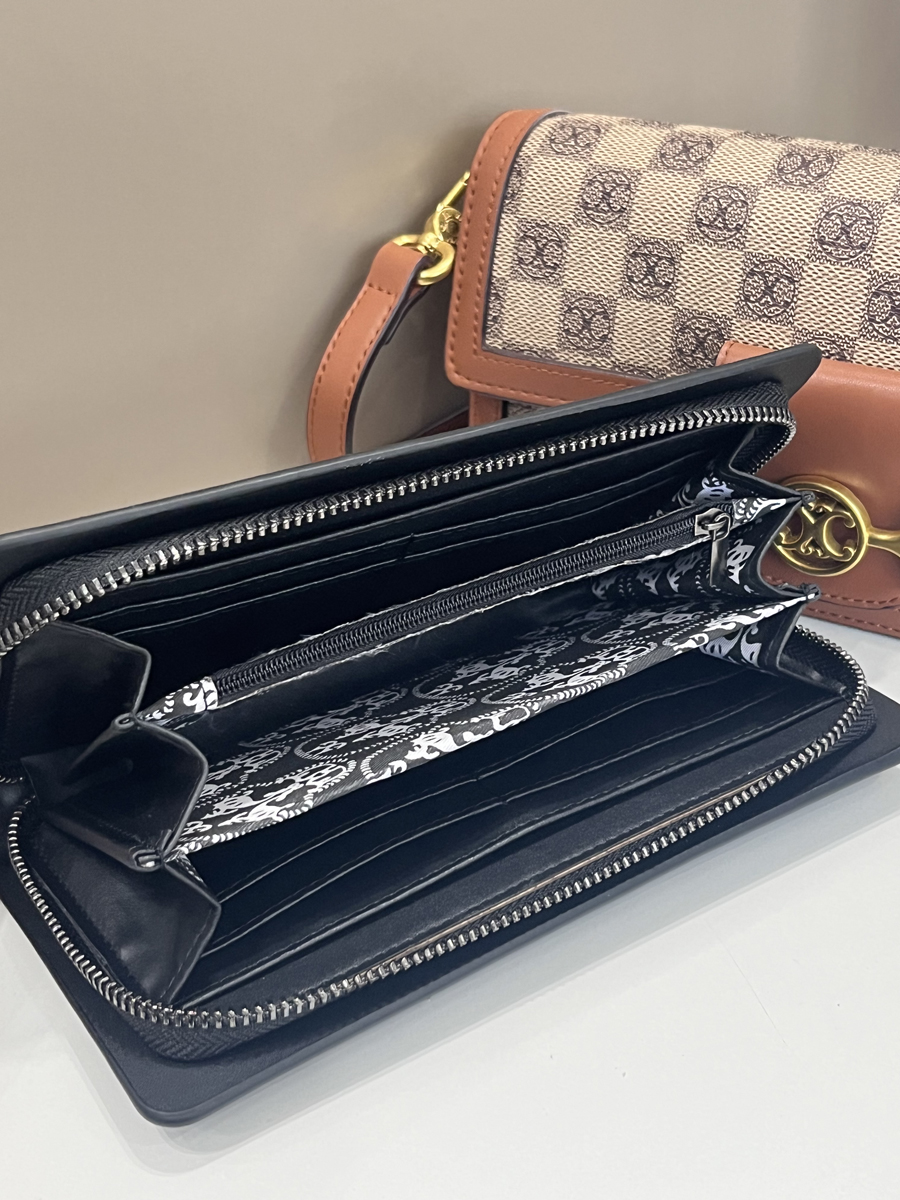 Cartera larga de mano negra con cabeza de calavera para mujer, cartera móvil gótica con clip para tarjetas de crédito, con correa para la muñeca