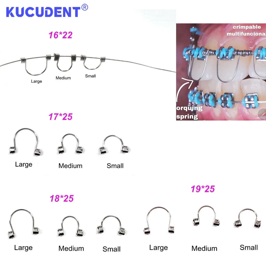 10 stks/pak Tandheelkundige Koppelveren Orthodontische Voorste Tanden Koppelveren Rechthoekige Grote/Kleine/Midden Rvs Lente