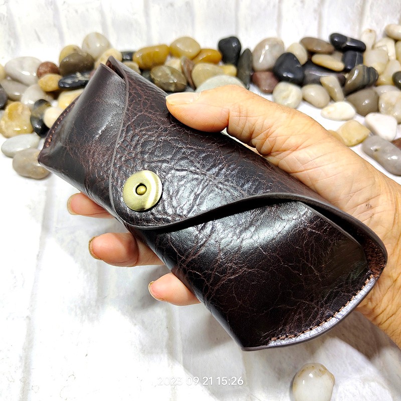 Blongk-estojo de couro genuíno para óculos de sol, bolsa portátil, para homens e mulheres, com cinto, yjhd-55