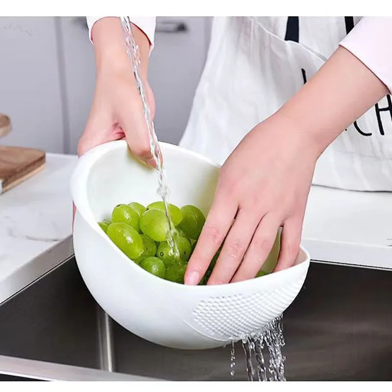 1pc-coador de plástico tigela de arroz cesta de drenagem tigela de frutas cesta de drenagem de lavagem com alça cesta de lavagem organizador de cozinha em casa