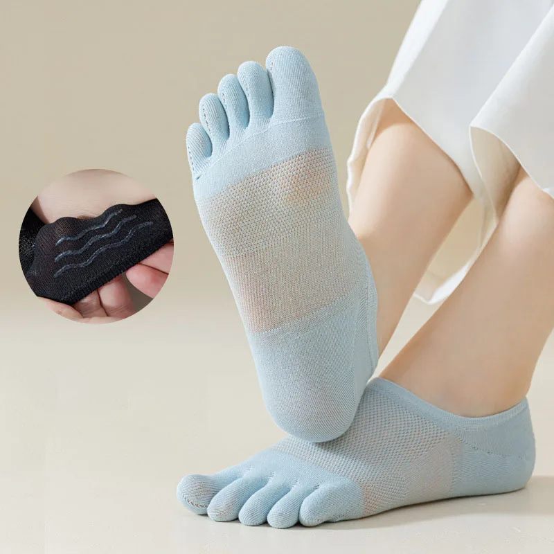 Calcetines con punta de zapatilla para hombre y mujer, medias cortas hasta el tobillo con agujeros de malla, calcetines deportivos de algodón absorbentes del sudor, calcetines náuticos transpirables de cinco dedos