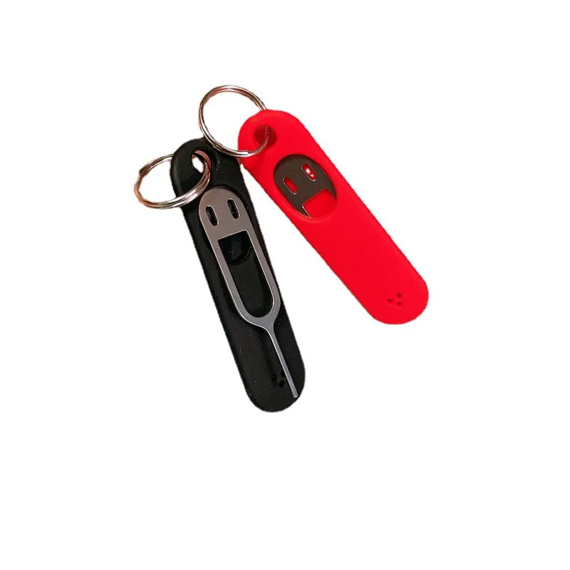 Porte-clés portable en silicone pour téléphone portable et tablette, porte-clés anti-perte, acier inoxydable, retrait de dé à coudre, 1 pièce