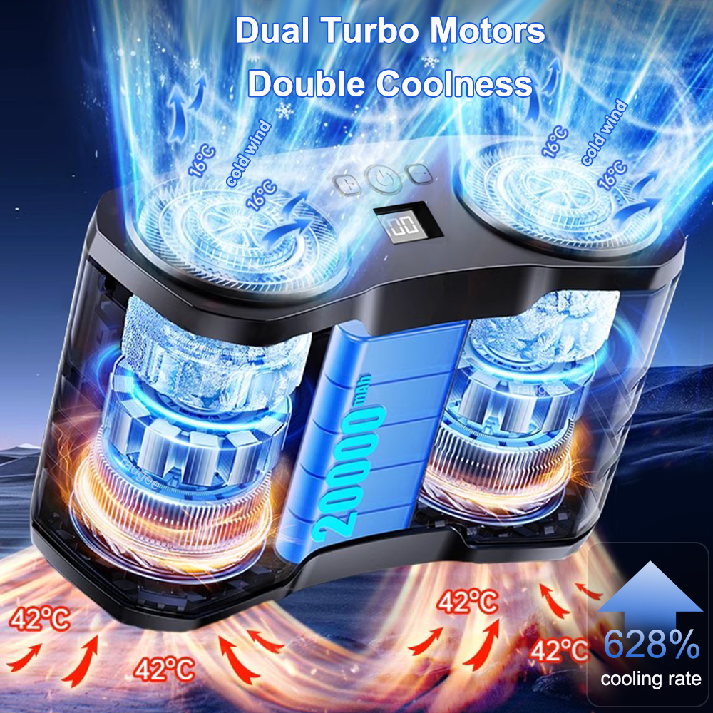 Draagbare tailleclipventilator Draagbare mini USB oplaadbare hangende ventilator voor buitenwerken Dubbele luchtuitlaat Tailleventilator 20000mAh
