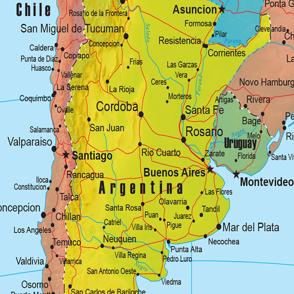 100*150Cm De Zuid-amerika Politieke Kaart Spray Canvas Schilderij Wall Art Poster Woonkamer Home Decor Kinderen schoolbenodigdheden